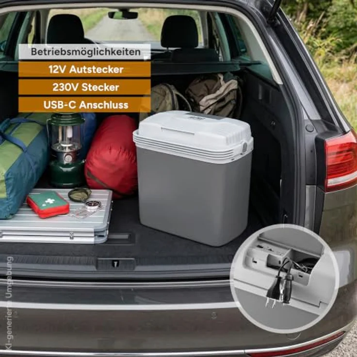TZS First Austria Thermoelektrische Kühlbox 20L, 3-fach Stromversorgung mit USB-C PD 3.0, Kühlen & Wärmen, Grau/Hellgrau – Bild 5