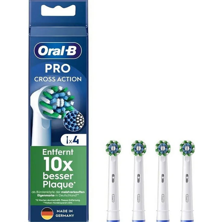 Oral-B Aufsteckbürsten Cross Action Pro, 4er Pack, für sauberere Zähne und gesünderes Zahnfleisch