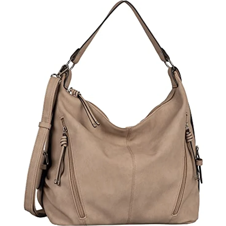 Tom Tailor Caia Schultertasche, geräumige Handtasche mit zwei Reißverschlussfächern, 37 cm, beige – Bild 1