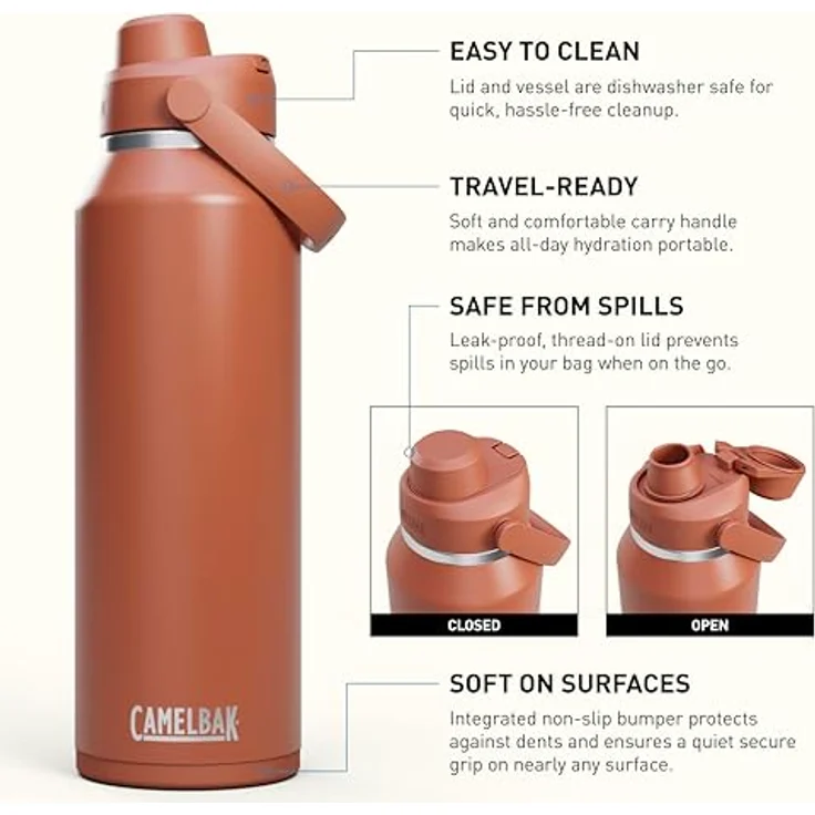 CAMELBAK Thrive Chug Wasserflasche, isolierter Edelstahl, 1,2 l, auslaufsicher, Sierra Red – Bild 3