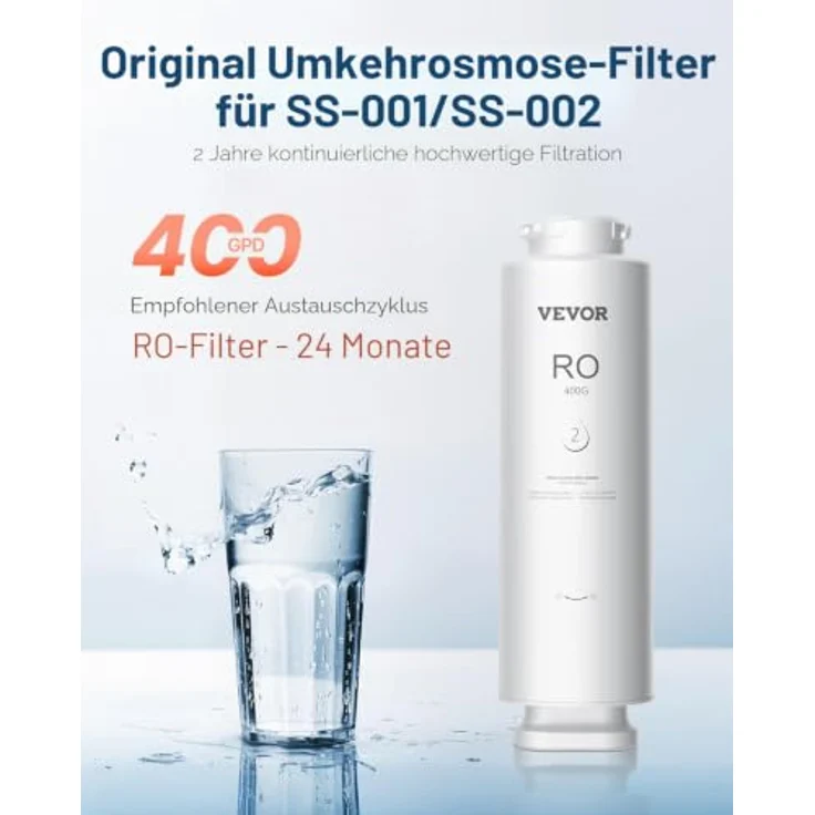 VEVOR Umkehrosmosesystem Ersatz 400 GPD, 9-stufiger Wasserfilter für SS-002, reduziert Blei, Chlor und Rost, langlebig für 24 Monate – Bild 2
