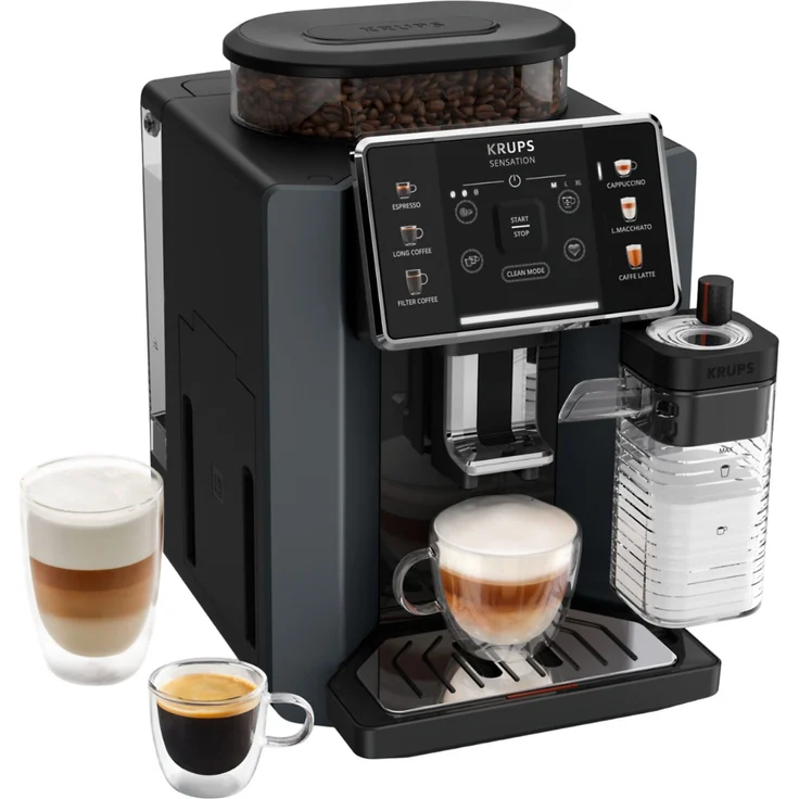 KRUPS EA912B Sensation Milk M90, Espressovollautomat mit integriertem Mahlwerk, 1,7 Liter Wassertank, schwarz
