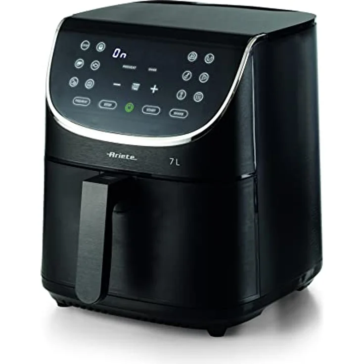 Ariete Airy Fryer 7L 4627, Heißluftfritteuse 7 Liter, 60-Minuten-Timer, LCD- und Touchscreen mit 12 Garstufen, Max Crisp Funktion, Max. Temperatur 200° C, Fassungsvermögen 2kg , 1700W, Schwarz – Bild 1