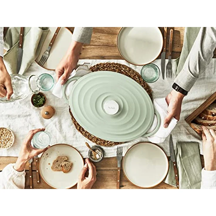 Tefal E25806 LOV Ovaler Bräter 34 cm | wiedergewonnenes Gusseisen | optimale Wärmespeicherung | für alle Herdarten | induktionsgeeignet | backofengeeignet bis 250°C | spülmaschinenfest | Hellgrün – Bild 5