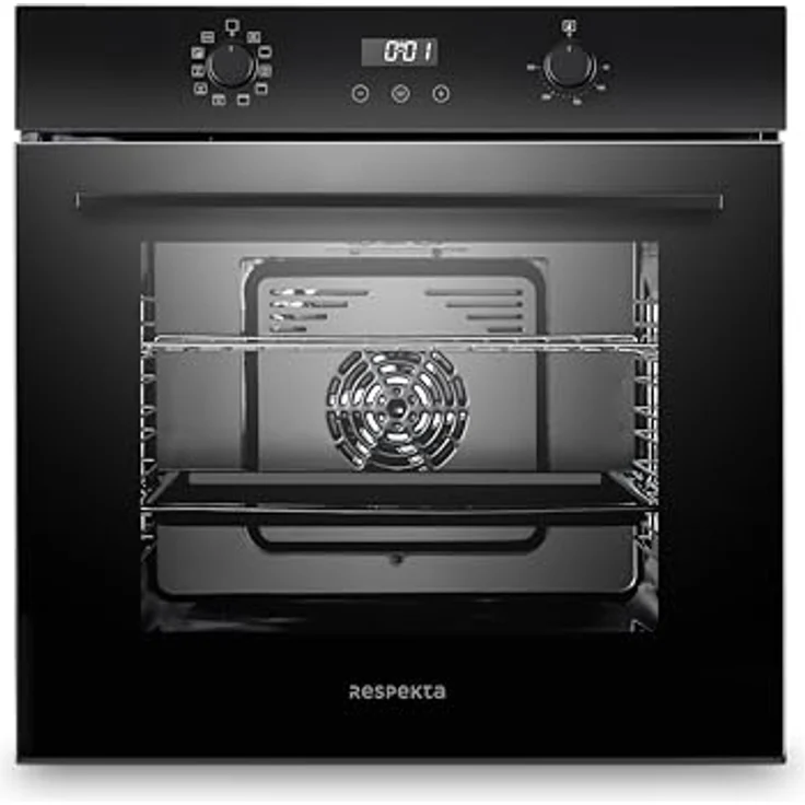 Respekta AB701-19, Einbaubackofen autark mit 10 Beheizungsarten, 73 Liter Volumen, LED Timer, Touch Control, versenkbare Knebel, A+, in Schwarz – Bild 1