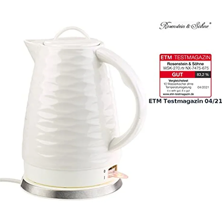 Rosenstein & Söhne Wasserkocher WSK 270.rtr, 1500W, 1,7L, Keramik, Porzellan, Kunststoff, weiß – Bild 4