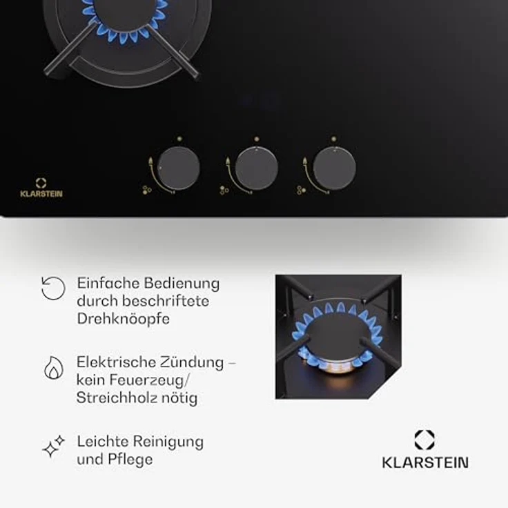 Klarstein Gaskocher 3 Flammig, Einbau-Gaskocher für Innenbereich & Wohnmobil, 5200W Edelstahl-Gaskocher, LPG Gas Herd mit Snapjet-Zündung – Bild 5