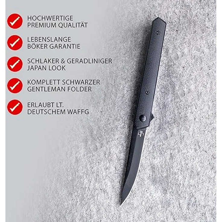 Böker Plus® Kwaiken Air Mini G10 All Black - Gentleman Folder mit Clip - EDC Einhand-Messer mit schwarzer Klinge - Flipper Messer in Geschenkbox – Bild 2