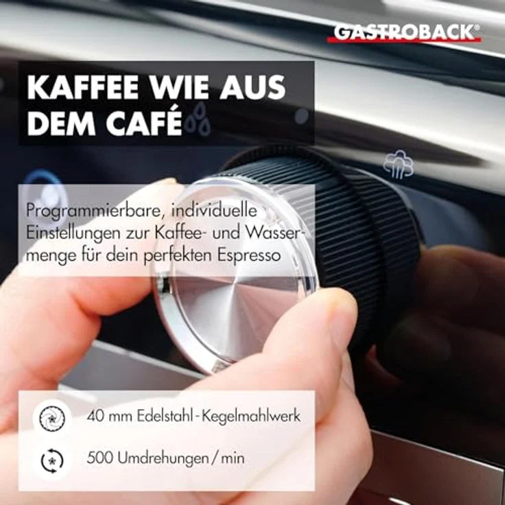 Gastroback 42627 Design Espresso Advanced Urban Duo, Zweikreis-Thermoblock-Siebträger-Espressomaschine mit integriertem Mahlwerk und 30 Mahloptionen, Mehrfarbig – Bild 3