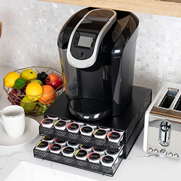 Mind Reader MTRAY-BLK Aufbewahrungsbox für Kaffeekapsel, Metallnetz, Schwarz Quadrat, 72 Kapazität 72 Capacity schwarz – Bild 6