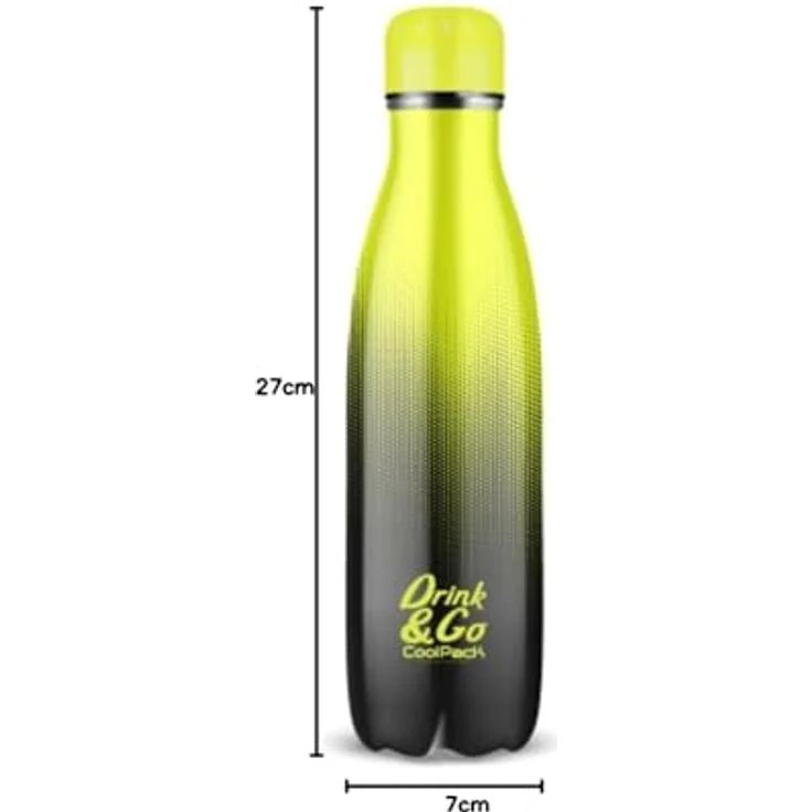 CoolPack Drink & Go LEMON, isolierte Wasserflasche, 500 ml, Multicolor, hält bis zu 12 Stunden warm und 24 Stunden kalt, BPA-frei – Bild 3