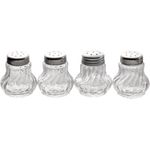 APS Ministreuer 4er-Set, Salzstreuer aus Glas/Edelstahl, spülmaschinengeeignet