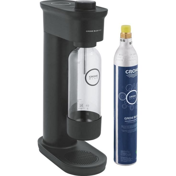 Grohe Wassersprudler Blue Fizz Starter Set, 850 ml Trinkflasche, BPA-frei, Schwarz, mit C02 Display