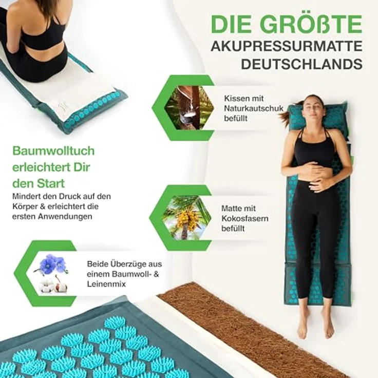 BACKLAxx® Akupressurmatte "Magnum" (5teilig + gratis-Download in umweltfreundlichem Halbleinen) – Bild 2