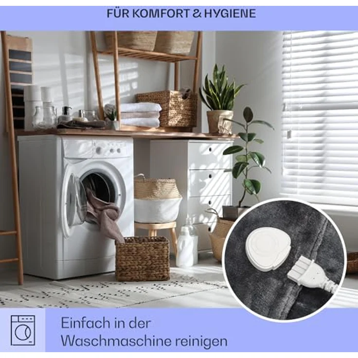 Klarstein Slanket Wärmedecke, Heizdecke mit Abschaltautomatik, Weiche Kuscheldecke mit Ärmeln, 155x180cm Tragbare Decke mit Ärmel zum Anziehen, 3 Stufen, Weicher Fleece-Kuschelanzug für Erwachsene – Bild 3