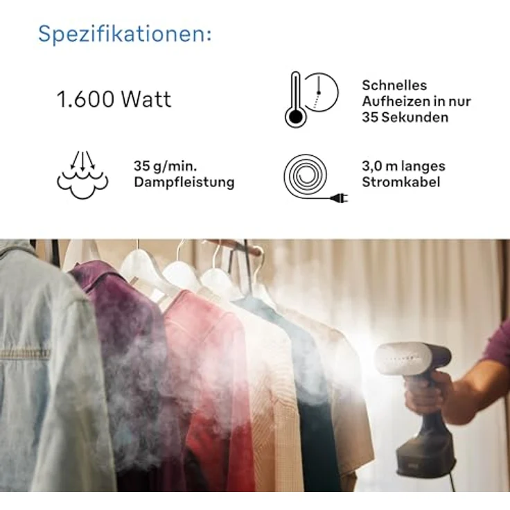 Braun QuickStyle 7 GS7077BK Dampfglätter, Dual FreeGlide 3D Technologie, FastSteam Technologie, Steamer, Dampf 35 g/min, Wassertank 250 ml, 3 m Kabellänge, 1600W, Schwarz/Kupfer – Bild 4