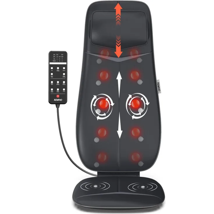 RENPHO Shiatsu-Massagesitzauflage Neck & Back Massager Cushion S BM076, individuelle Nacken- und Rückenmassage mit Wärme & Vibration, 880 x 200 x 430 mm
