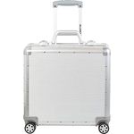 ALUMAXX 45172 Businesstrolley Gemini, Rollkoffer Aluminium, Reisekoffer mit Overnight Fach, Trolley mit 4 Leichtlaufdoppelrollen 360°, Silber, 42,5 x 40 x 21 cm