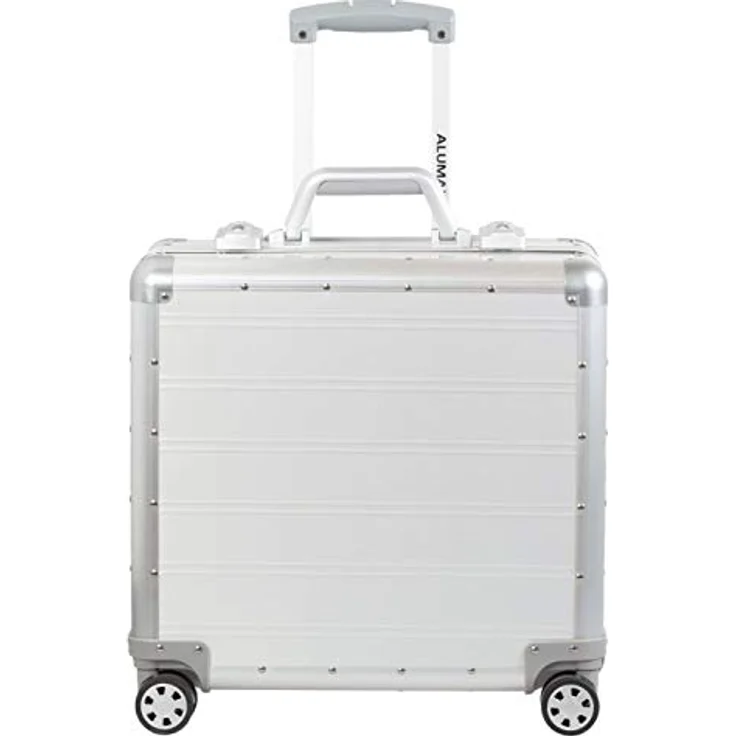 ALUMAXX 45172 Businesstrolley Gemini, Rollkoffer Aluminium, Reisekoffer mit Overnight Fach, Trolley mit 4 Leichtlaufdoppelrollen 360°, Silber, 42,5 x 40 x 21 cm – Bild 1