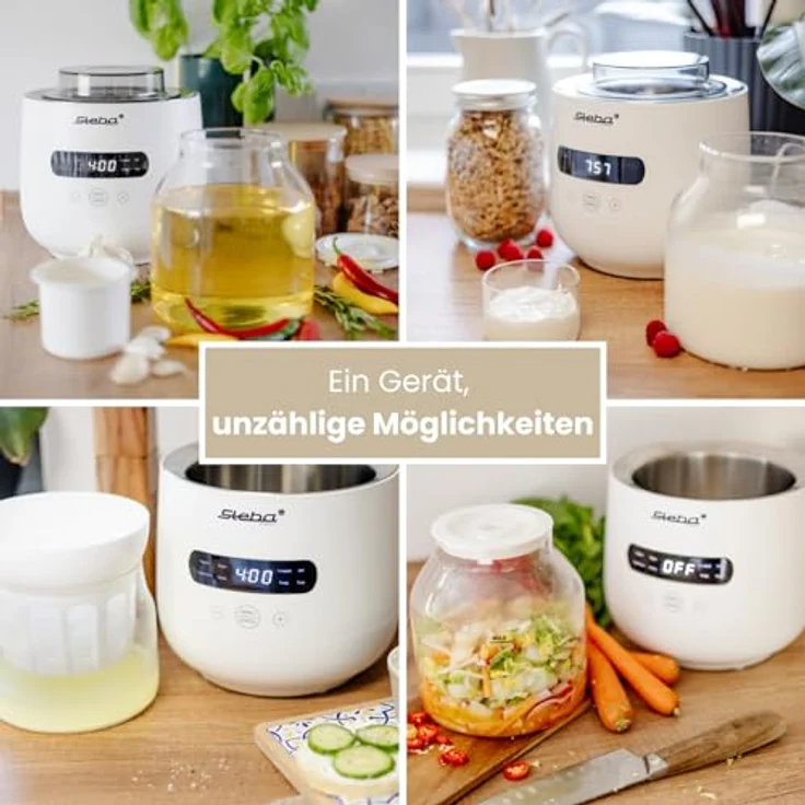 Steba Joghurtbereiter JM4 FERMENT, 2-Portionsbehälter, 2-Liter Glas für Joghurt und Frischkäse – Bild 3