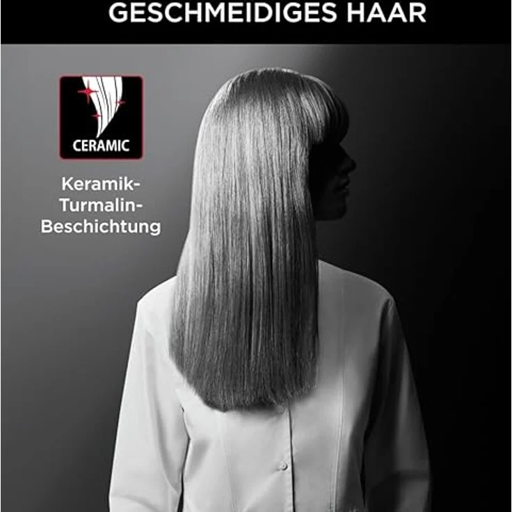 Rowenta x Karl Lagerfeld SF161L Easyliss Haarglätter | Ein-Knopf-Bedienung | Keramik-Turmalin-Beschichtung | bewegliches Platten-System | Straight & Curl-Funktion | konstante 200°C | Schwarz/Rot – Bild 5