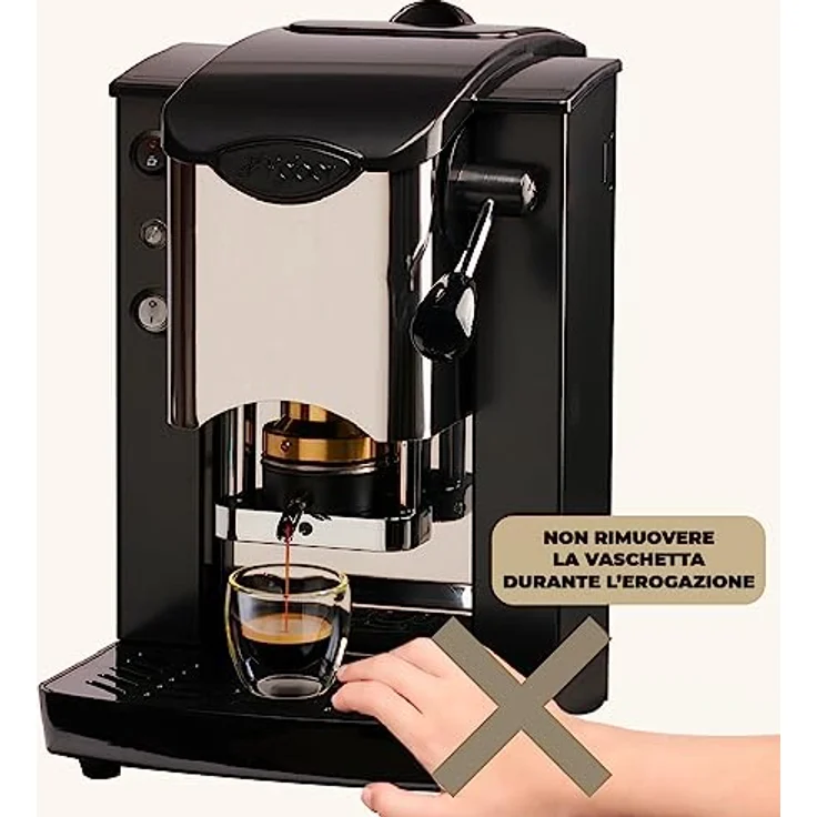 Faber Sinernbasott, Kaffeevollautomat in Schwarz und Silber, halbautomatische Zubereitung mit Kaffeepads, 15 bar Druck, 1,3 Liter Wassertank – Bild 8