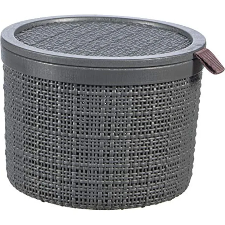 CURVER Runde Jute, 2 l, mit Deckel, grau, 100% recycelt, Acacia