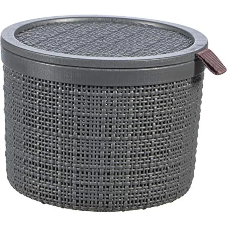 CURVER Runde Jute, 2 l, mit Deckel, grau, 100% recycelt, Acacia – Bild 1