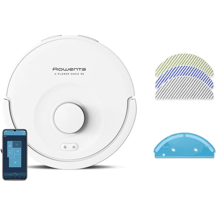 Rowenta RR8777, Staubsauger Roboter mit 6000 Pa Saugkraft und Smart Aqua Power Wischsystem, Weiss