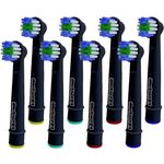 OneBuy24 - Aufsteckbürsten kompatibel mit Oral-B elektrischen Zahnbürsten – 8 Stück SCHWARZ. Kompatibel mit Precision Clean, Vitality, Professional Care, TriZone, Triumph, Advance Power, Smart Series