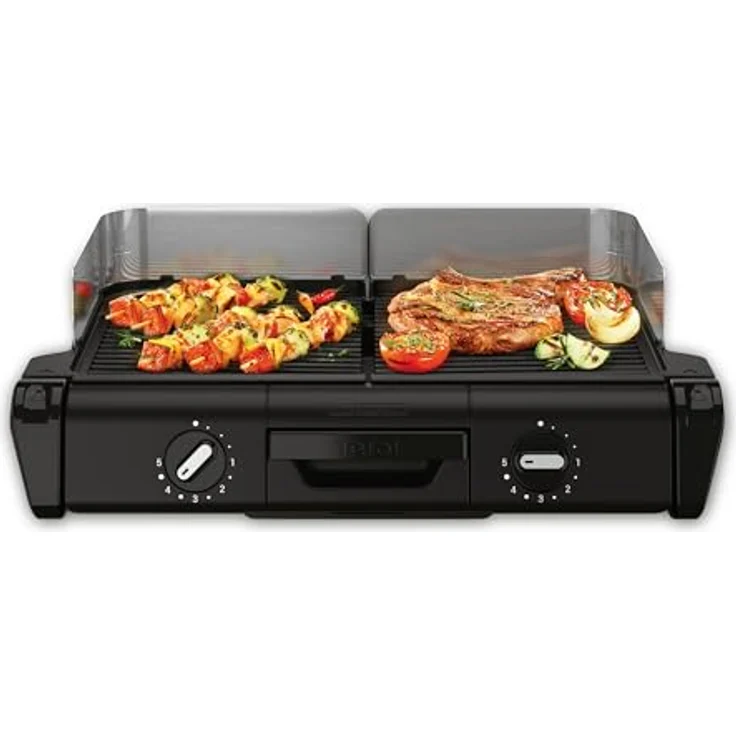 Tefal BBQ Family Elektrischer Tischgrill, 2 getrennte Grillflächen, 2 Thermostate, antihaftbeschichtete Alu-Druckguss Grillplatten, spülmaschinengeeignet, extra tiefe Rillen, Schwarz/Silber – Bild 3