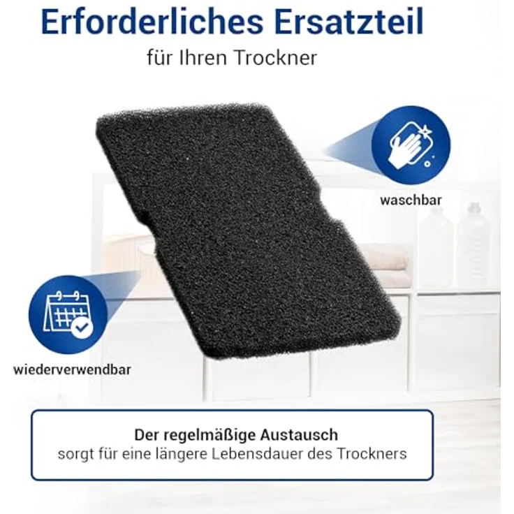 VIOKS 3x Schwammfilter Trockner Filter, Ersatz für Beko Blomberg ElektraBregenz Grundig, effektive Fusselfiltermatte 240x155x11mm für Wärmepumpentrockner – Bild 5