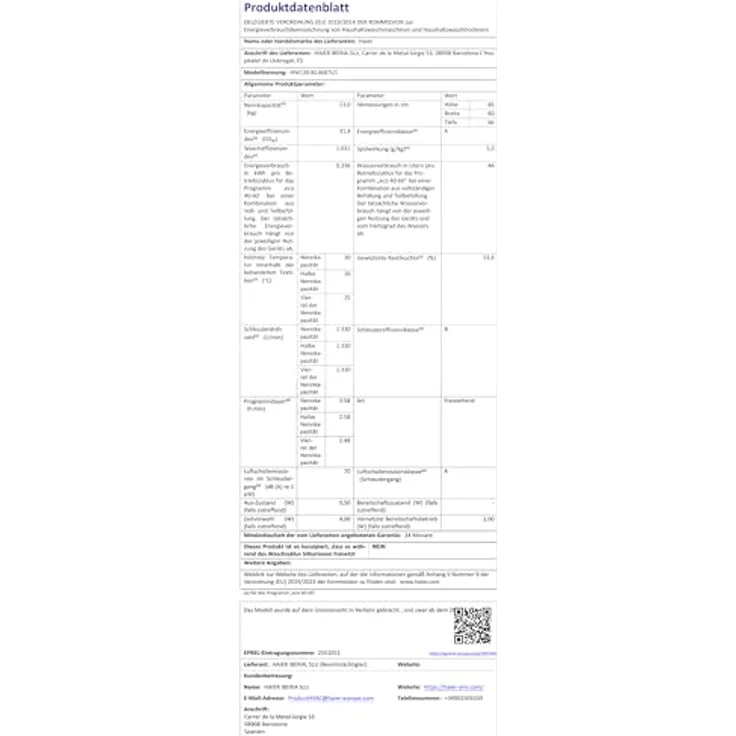 HAIER HW130-B14687U1 G9 Waschmaschine, 13 kg, 1330 U/Min., A, Wi-Fi, UltraFresh-Technologie, Flexy Time, antibakterielle Reinigung – Bild 12