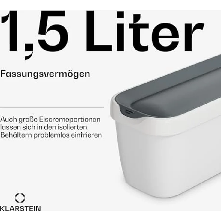 Klarstein Eisbehälter Set, 2x 1,5L Kunststoff, spülmaschinenfest, stapelbar, für Selbstgemachtes Eis, Joghurt und Slush-Eis, passend für Klarstein Maschinen – Bild 4