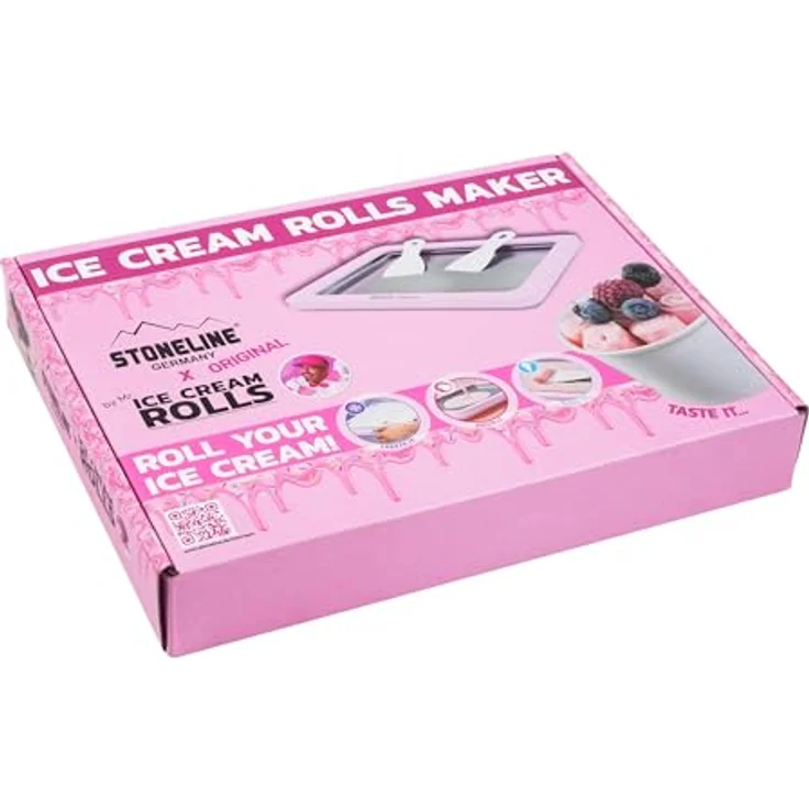 STONELINE Eismaschine by Mr. Ice Cream Rolls Maker Eisplatte für Hausgemachte Eiscreme, Edelstahl Eisplatte in Rosé, inkl. 2 Spatel und Rezepten – Bild 5