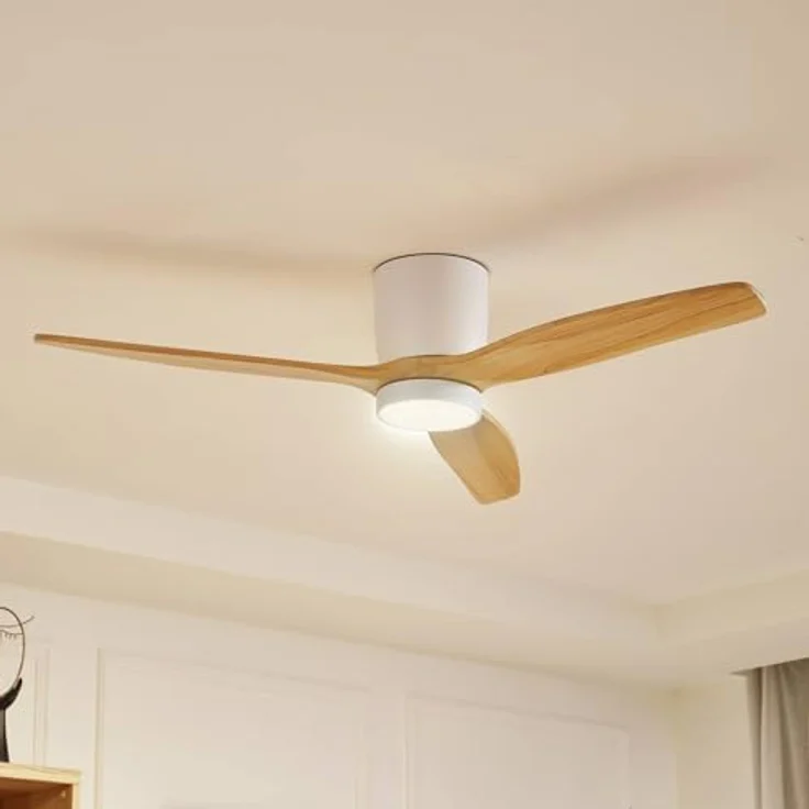 Lucande LED Deckenventilator mit Licht, Fernbedienung, 6 Geschwindigkeiten, Farbwechsel, Sommer- und Winterbetrieb, Holz hell, Ø 132 cm, 18W, 2000lm – Bild 2