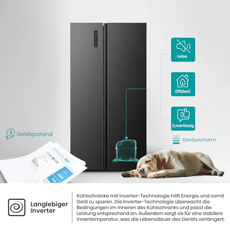 Hisense RS3P558NEFC, Side-by-Side Kühl-/Gefrierkombination mit 544 Litern, NoFrost und MultiFlow, Schwarz – Bild 6