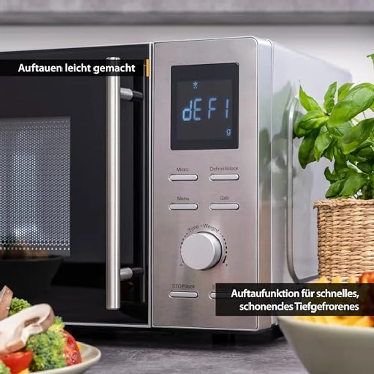 TZS FIRST AUSTRIA Mikrowelle FA-5002-3 mit Grill, Standgerät, 20 Liter Garraum, 700 Watt, Edelstahl, silber – Bild 6