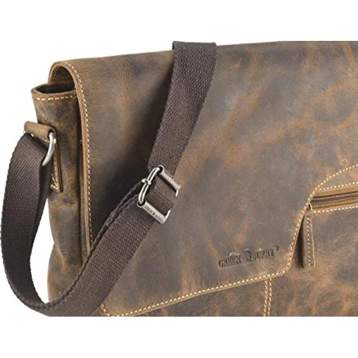 Greenburry Umhängetasche Vintage Leder Messenger Schultertasche 1650/A-25, Handgearbeitetes Rindsleder in Vintage-Optik, 35 x 27 x 5 cm, Braun – Bild 4