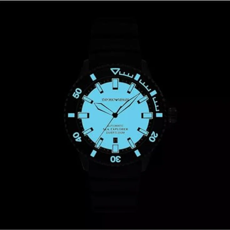 Emporio Armani Armbanduhr für Herren, Quartzwerk, 42,5 mm, Edelstahlgehäuse, grünes und schwarzes Zifferblatt, Silikonband, wasserdicht bis 200 m – Bild 5