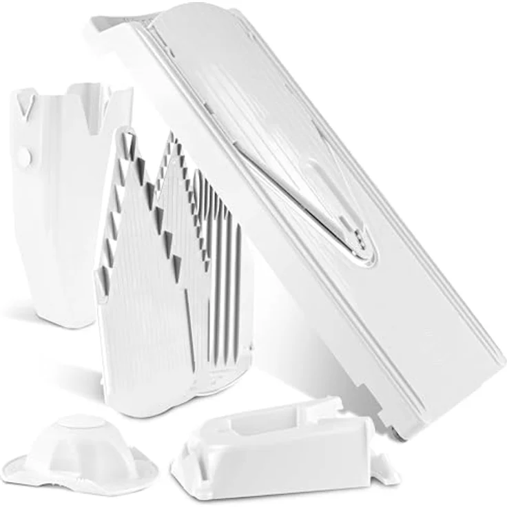 Börner Gemüsehobel V3 TrendLine Profi Set, Kunststoff, mit 2 Messereinschüben und Dockingstation weiß – Bild 9