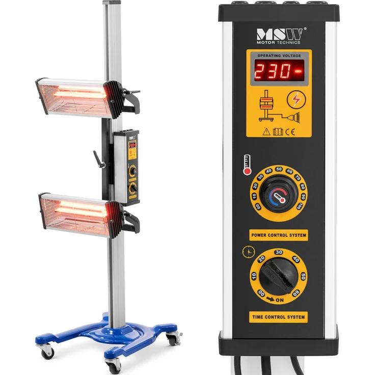 MSW Infrarot-Lacktrockner MSW-IPD-2000-2H, 2 x 1000 W, individuell steuerbare Strahler, Höhe bis 160 cm, LCD-St Steuerung, Temperatur 30-100 °C