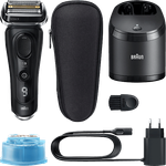 BRAUN Series 9 Sport 9352cc, Premium Elektrorasierer in Schwarz mit 4+1 Scherkopf, Wet&Dry, Reinigungsstation und 60 Minuten Akkulaufzeit