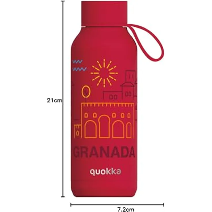 Quokka Solid with Strap, Edelstahl Thermoskanne 510 ml, doppelwandige Vakuumisolierung, Cherry Red – Bild 2