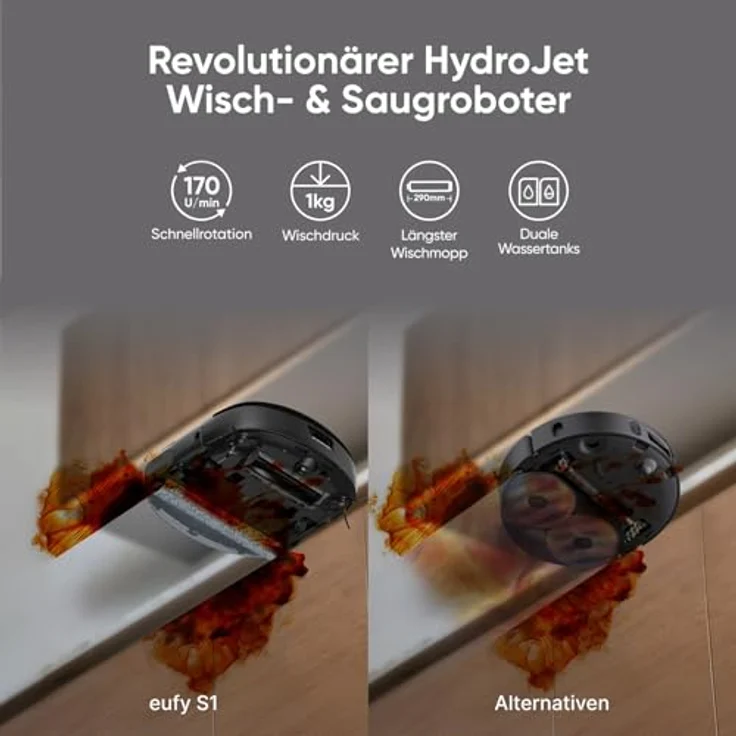 eufy Saugroboter S1 Saug-Wischroboter mit All-in-One Station, HydroJet Wisch- & Saugfunktion, selbstreinigender Mopp – Bild 3