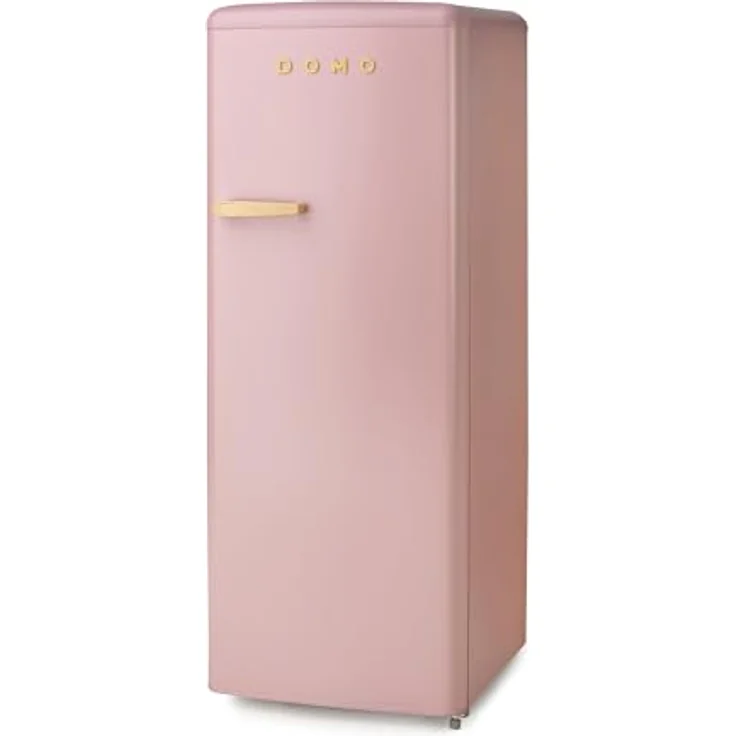 Domo DO91708R, Freistehender Kühlschrank in Rosa mit Holzoptik-Griff, 218 l, Energieklasse D, 39 dB – Bild 1