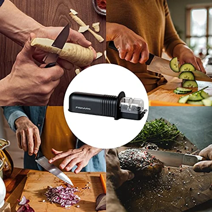 Fiskars Roll-Sharp Messerschärfer mit Keramik-Schleifstein, Essential, Kunststoff, Schwarz, 1065598 – Bild 3