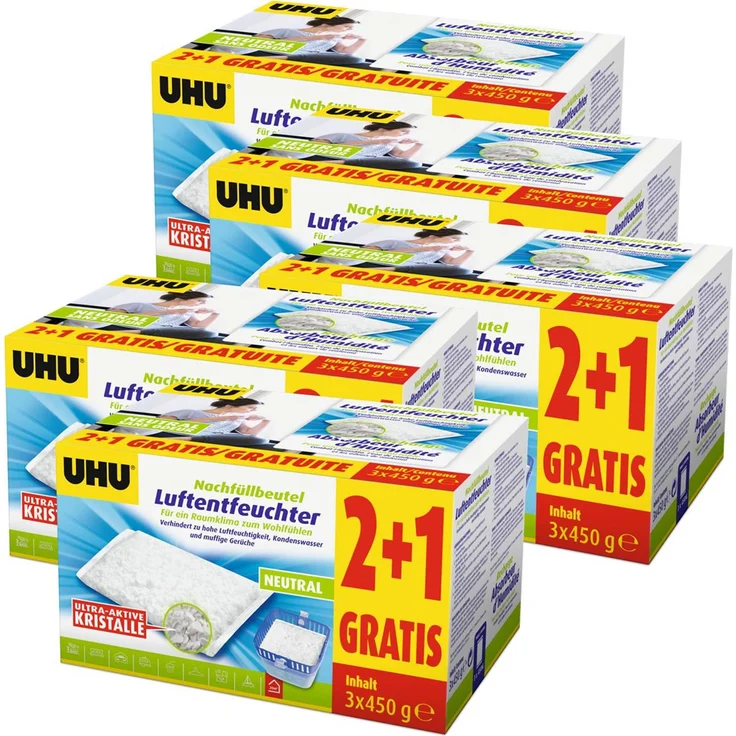 UHU 47135 Luftentfeuchter Nachfüllbeutel 450 g, Duftneutral für geschlossene Räume