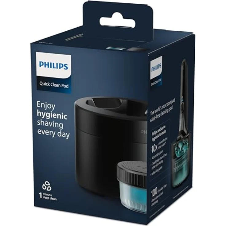 Philips Quick Clean Pod – Philips Reinigungsstation für Herren-Elektrorasierer der Serie 5000, 7000, 8000 und 9000, Reiniger für Herren-Elektrorasierer (Modell QCP10/01) – Bild 2