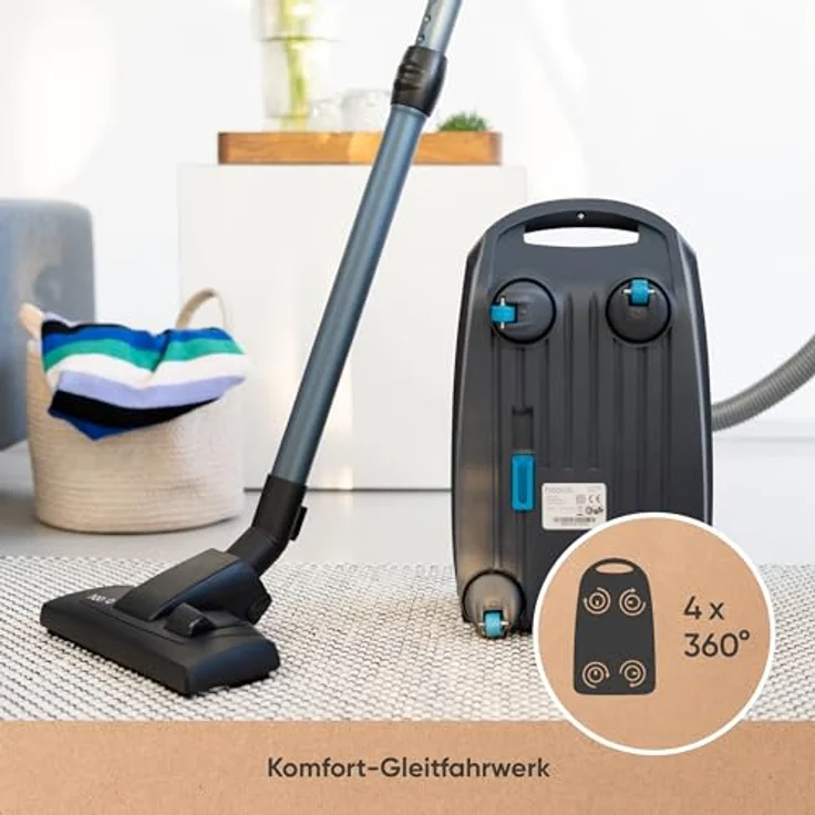 hoogo B3+ Bodenstaubsauger mit Beutel, 850 Watt, 11 m Aktionsradius, HEPA-Filter H14, weiß – Bild 4